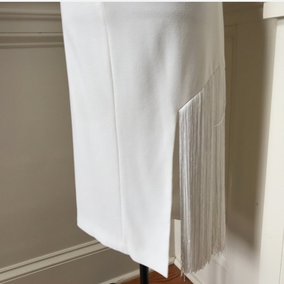 Dress the Population Rory White Midi Dress Sleeveless Fringe Sz Small - Picture 11 of 16